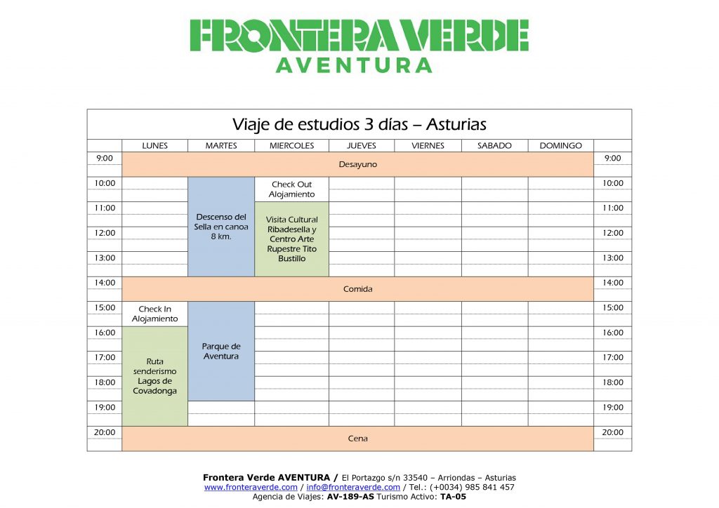 Programa Multi Aventura y Cultural viaje de estudios a Asturias